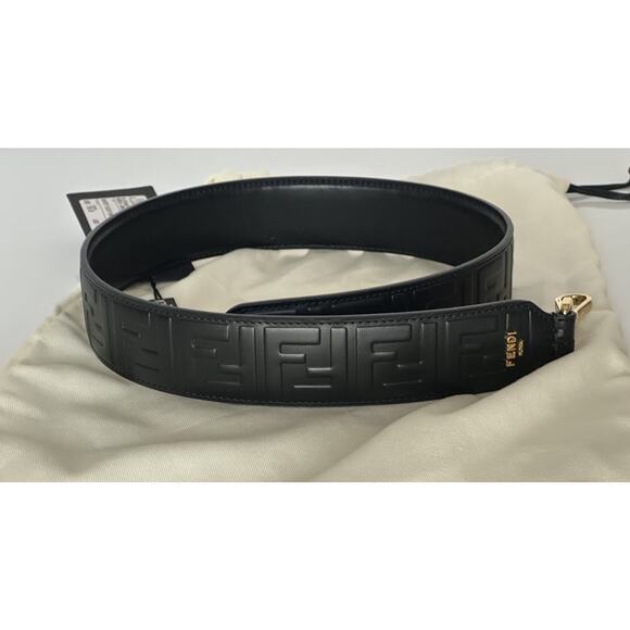 FENDI FF Logo Leather Strap Black Made in Italy NWT $790 - Picture 10 of 12